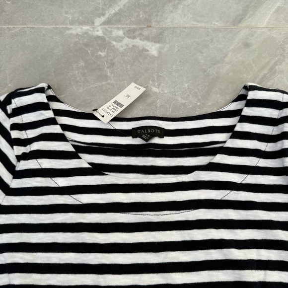 Women’s Talbots The Sleeve Knit Shift Striped Dress XS 100% Cotton Tie Sleeves - Picture 9 of 16